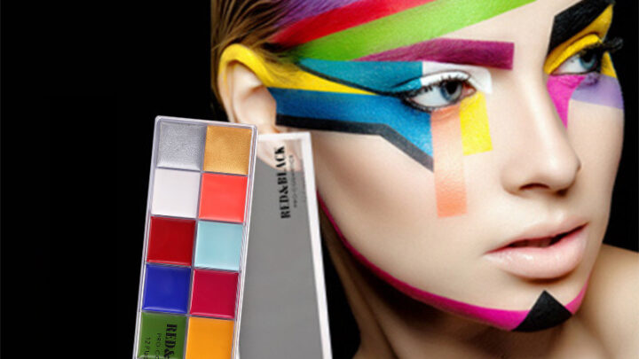 สีแดงและสีดาฮาโลวีนแต่งหน้าร่างกายโอเปร่าภาพวาดสีน้ามันภาพวาดใบหน้าสีวางปักกิ่งโอเปร่าหน้ากากใบหน้าตัวตลกแต่งหน้า