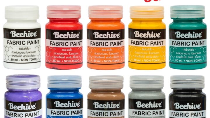 สีเพ้นท์เสื้อ เพ้นท์รองเท้า 80 มล สีเพ้นท์ผ้าโดยเฉพาะ Beehive กันน้ำ ซักได้