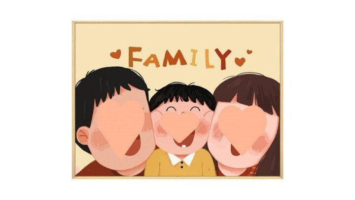 ภาพวาดสีน้ามันบรรจุสามสี่ภาพวาดตกแต่งภาพวาดสีน้ามันน่ารักปากทาเองทาตัวเลขครอบครัวภาพมือวาดครอบครัว FFWD