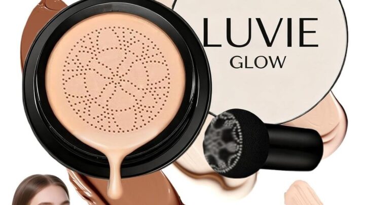 Luvie Glow Foundation Cushion CC Cream Foundation with Mushroom Head Air Cushion CC Cream Full Coverage for Flawless Makeup Even Tone วอร์ม